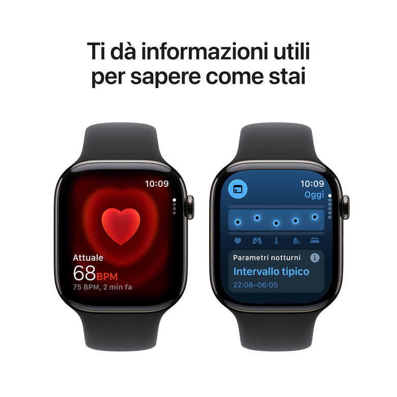 Apple Watch Series 11 GPS + Cellular 46mm Cassa Titanio Ardesia con Sport Band Nero - S/M