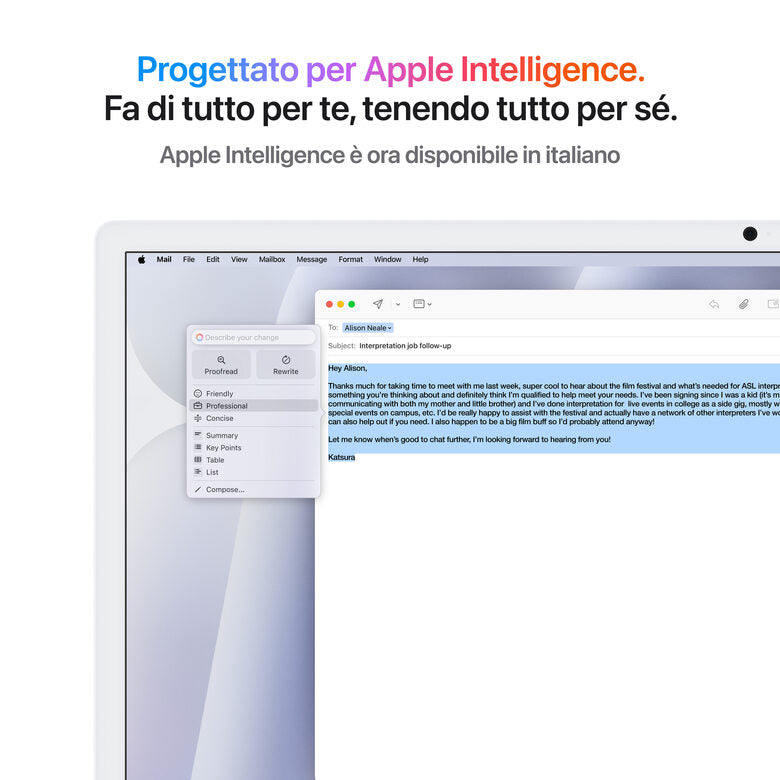 Apple iMac 24"Retina Display 4,5K, Chip M4 con CPU 10‑core, GPU 10‑core, 24GB, 512GB SSD, Argento