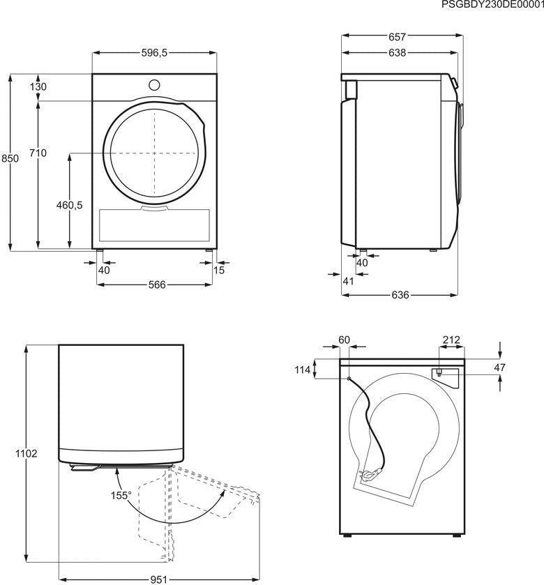 AEG TR8BGH38YA asciugatrice Libera installazione Caricamento frontale 8 kg Bianco