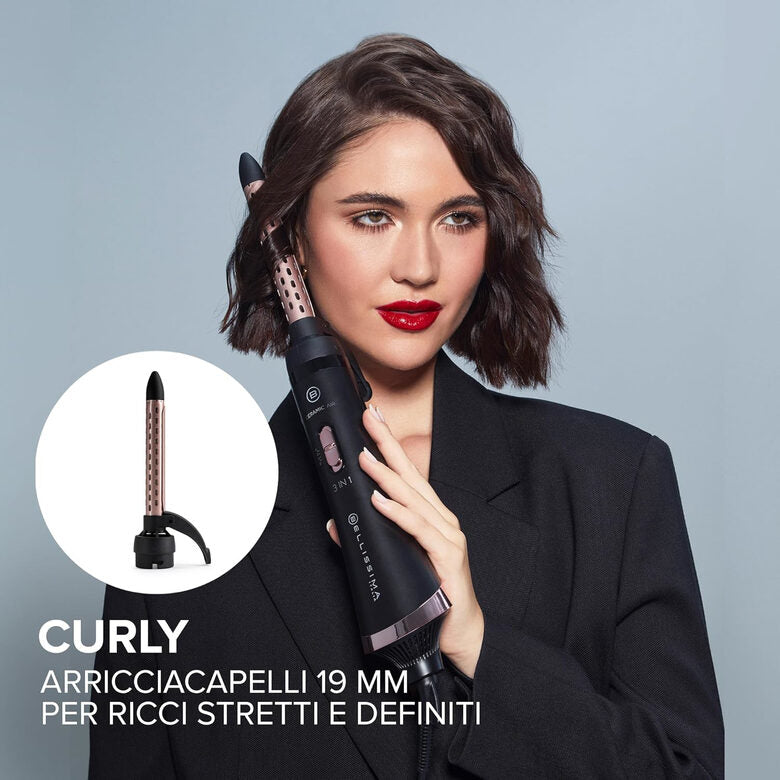 Bellissima Imetec Ceramic Air, Modellatore aria calda 3 in 1, per capelli corti e medi, 800 W, modella e asciuga, rivestimento ceramico, 2 combinazioni aria/temperatura, colpo aria fredda, c