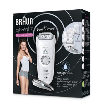 Braun Silk-épil 7 SensoSmart 7/870 40 pinzette Argento, Bianco