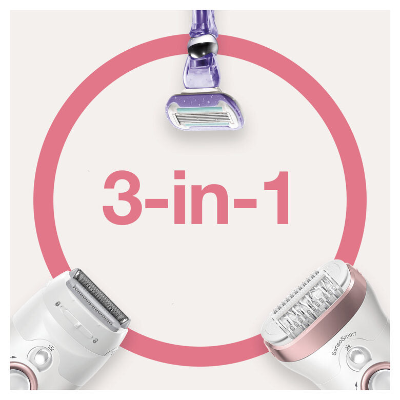 Braun Silk-épil 9 9-870, Epilatore Donna Bianco/Oro Rosa Per Una Rimozione Duratura Dei Peli