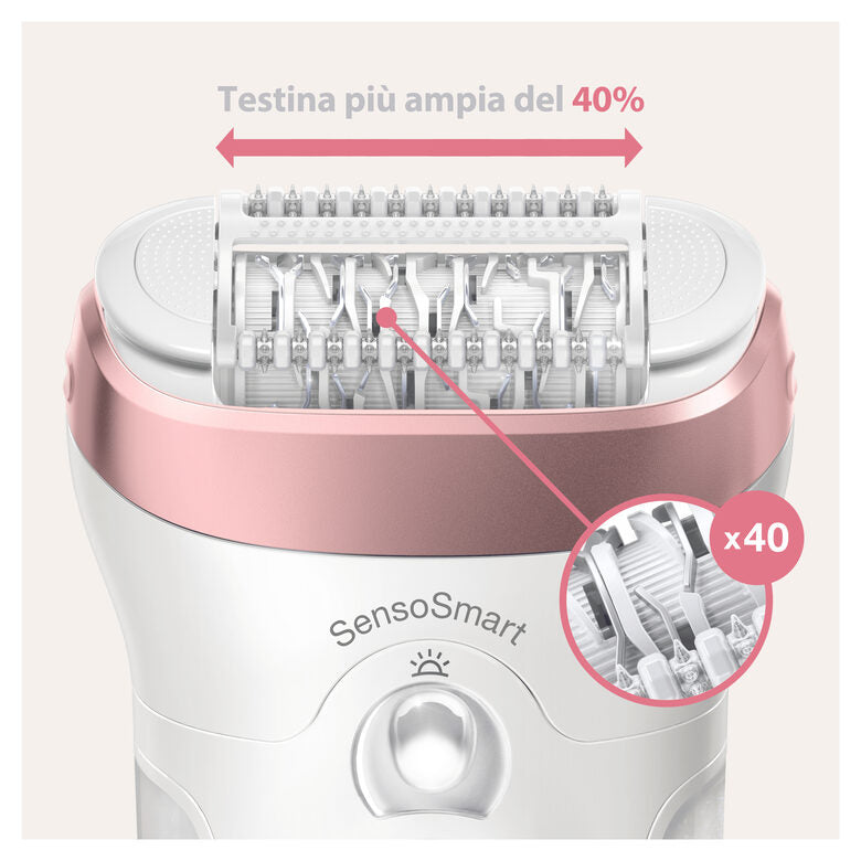 Braun Silk-épil 9 9-870, Epilatore Donna Bianco/Oro Rosa Per Una Rimozione Duratura Dei Peli