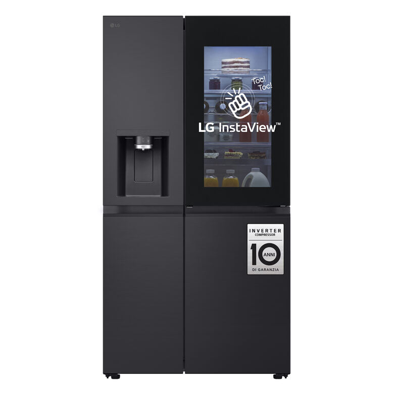LG InstaView GSXE91EVAD Frigorifero Side-by-Side Door-in-Door, Classe D, 628L, Wi-Fi, Senza allaccio, UVnano, Black Steel
