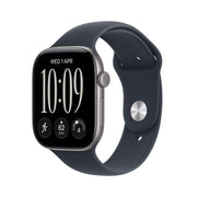 Apple Watch Series 12 GPS, cassa 42 mm in alluminio grigio siderale con cinturino Sport blu marino - S/M