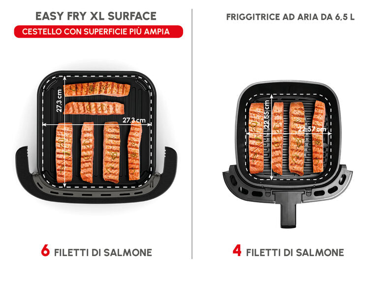 Moulinex Easy Fry XL Surface, Friggitrice ad Aria 1kg, Grande Superficie di Cottura, Doppia Resistenza, Visore per Monitorare la Cottura