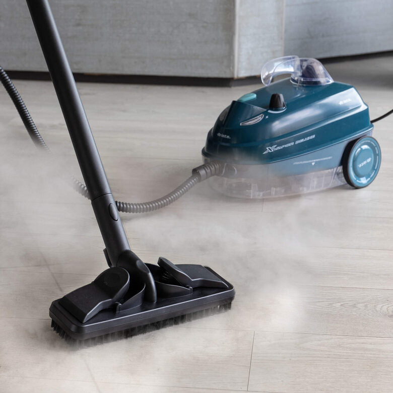 Ariete 4146 XVapor Deluxe, Pulitore a Vapore Mobile, 5 bar, Vano Portaccessori Integrato, Autonomia fino a 55', Cavo 6 m, 1500W, Blu