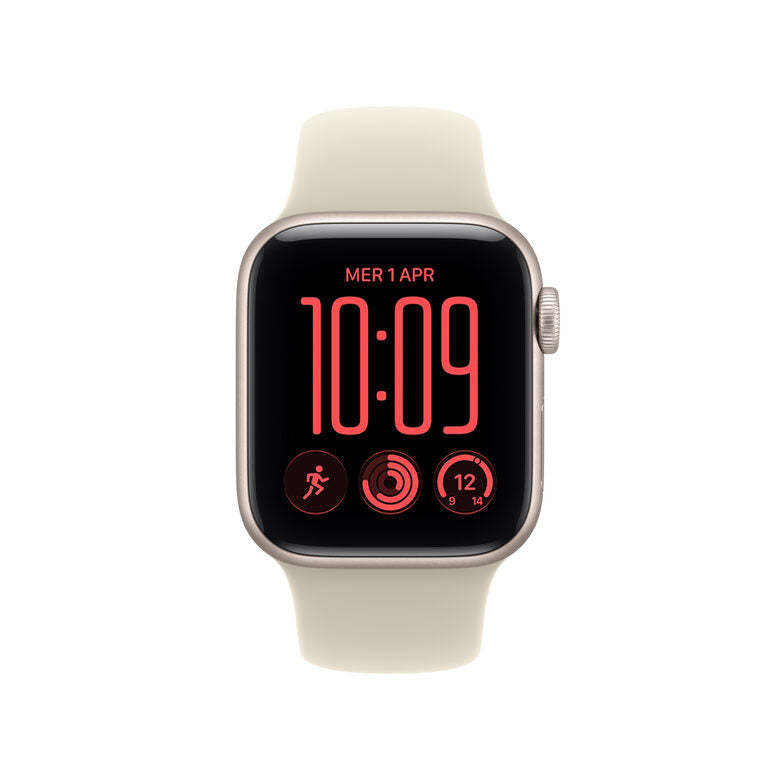Apple Watch SE (3nd generation) SE 3 GPS, Cassa 40 mm in alluminio galassia con Cinturino Sport sabbia - S/M