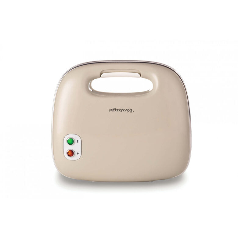 Ariete Linea Vintage 1963 Sandwich Maker Vintage, Piastra elettrica per toast, Sandwich e panini, 750W, Piastre fisse grill, Rivestimento antiaderente, Posizione e riponimento verticale, Beige