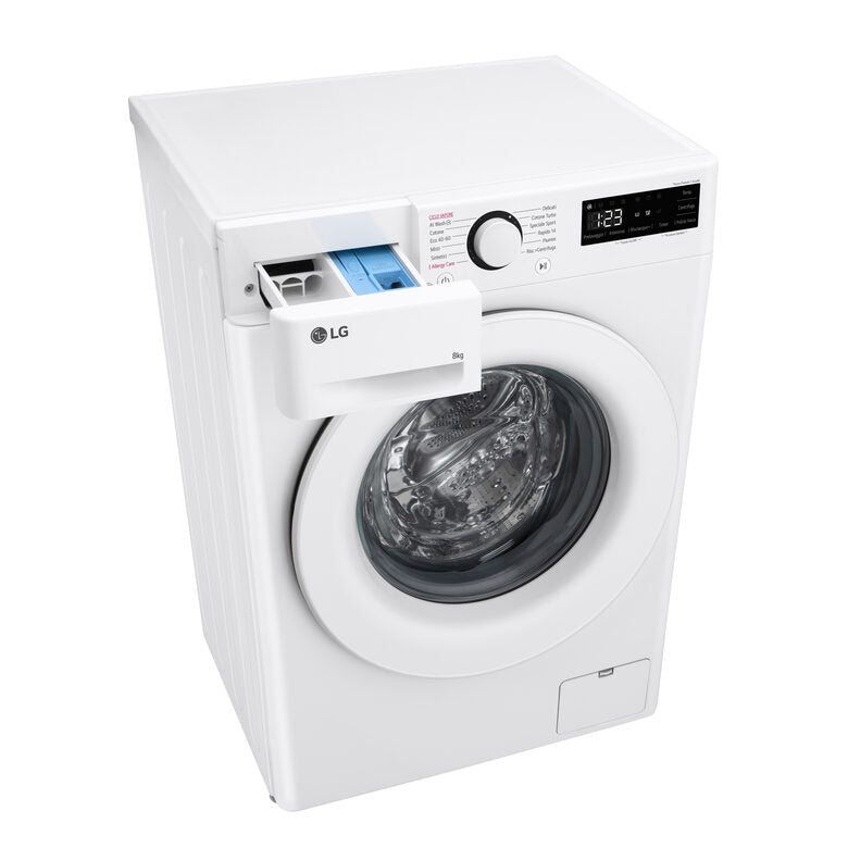 LG F2R3S08NSWW Lavatrice 8kg AI DD, Classe A-10%, 1200 giri, Vapore, AI Wash