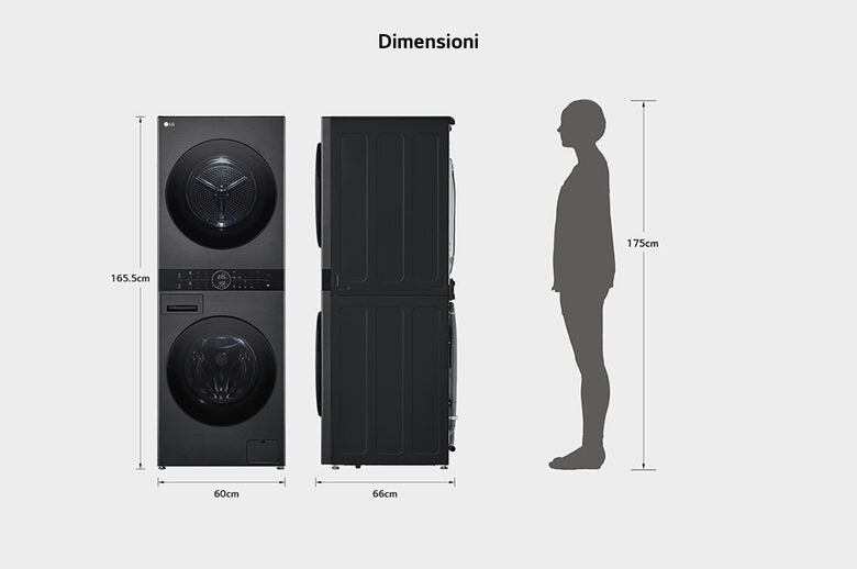 LG WashTower WT1210BBF Colonna Bucato 12/10kg AI DD, Classe A, Pannello unificato