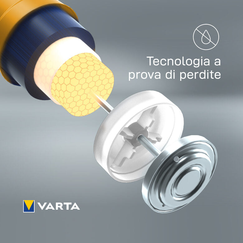 Varta Longlife, Batteria Alcalina, AA, Mignon LR6, 1.5V, Blister da 4, Made in Germany