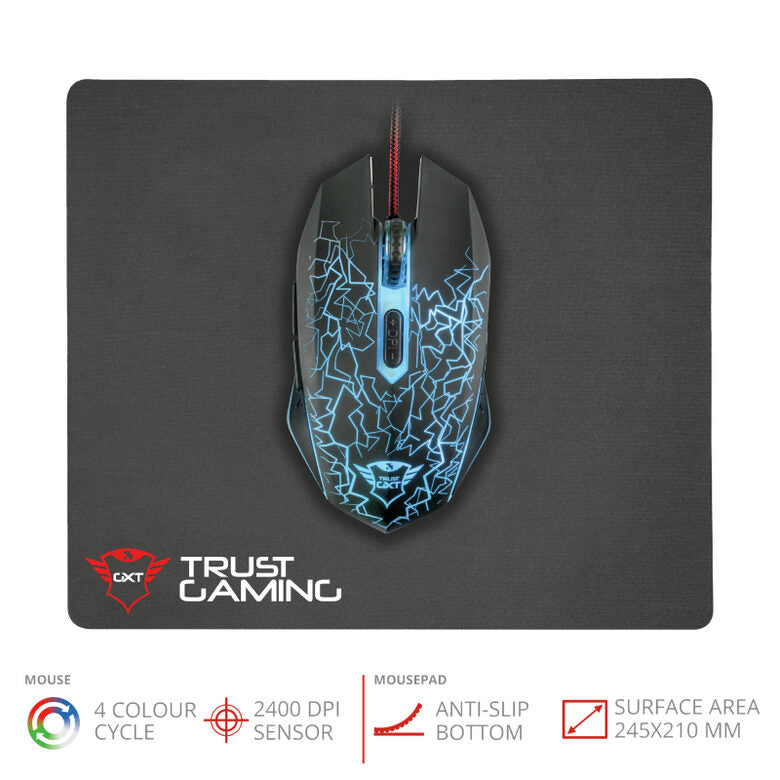 Trust GXT 783 mouse Ambidestro USB tipo A Ottico 2400 DPI
