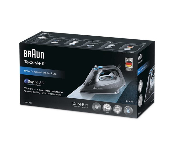 Braun TexStyle 9 SI 9188 E BK Ferro a vapore Eloxal 2800 W Nero