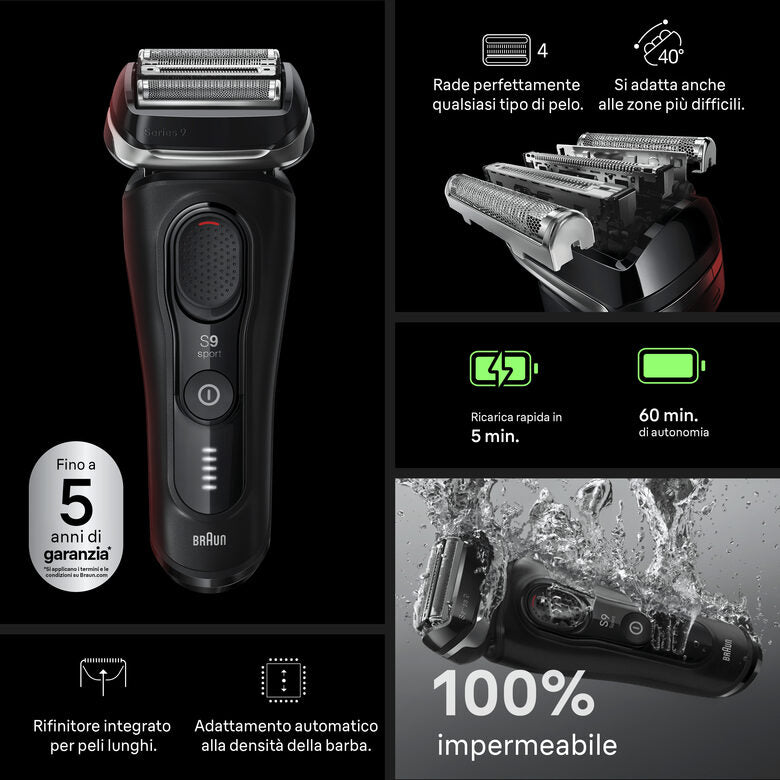Braun Series 9 Sport 9110s Rasoio Nero