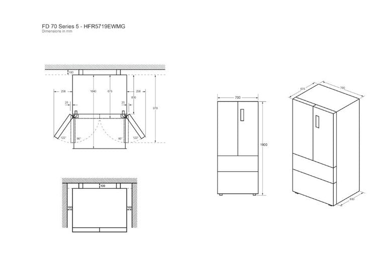 Haier FD 70 Serie 5 HFR5719EWMG frigorifero side-by-side Libera installazione 444 L E Argento