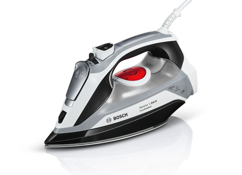 Bosch TDA70EASY ferro da stiro Ferro da stiro a secco e a vapore Piastra Ceranium Glissée 2400 W Nero, Bianco