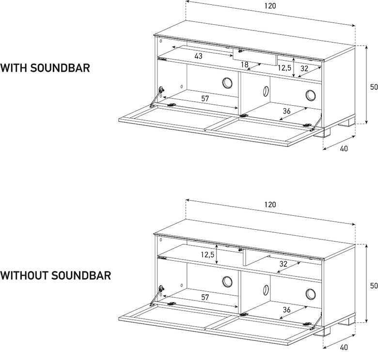 Meliconi MyTv Stand 12040F Textile supporto TV e sistema audio 3 ripiani