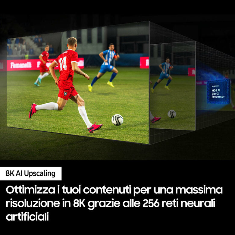 Samsung QE85QN800CDTXZT Televisione Smart TV 85 Pollici Qled 8K Neo Graphite Black NQ8 AI GEN2 Processor 8K AI Upscaling Infinity One Design Dolby Atmos