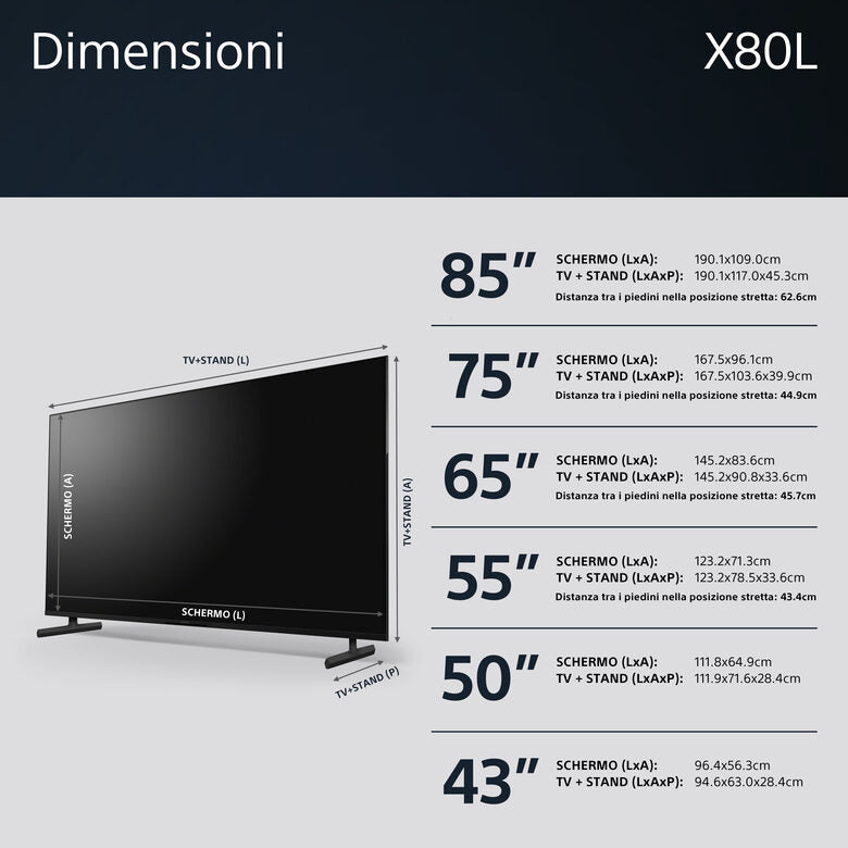 Sony KD-85X75WL Televisione Smart TV 43 Pollici Led 4K Hdr Google TV Bravia Core Flush Surface Design