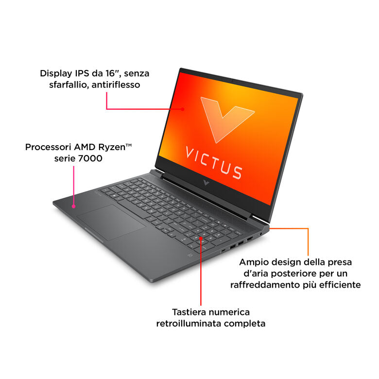 HP Victus Gaming Victus 16-r0028nl Intel® Core™ i7 i7-13620H Computer portatile 40,9 cm (16.1") Full HD 16 GB DDR5-SDRAM 1 TB SSD NVIDIA GeForce RTX 4070 Wi-Fi 6 (802.11ax) Windows 11 Home N