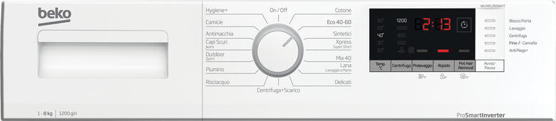 Beko WUX81282WI/IT Lavatrice A Libera Installazione 8 Kg, 1200 Giri, AquaWave®, AntiCrease®, Classe A, Bianco