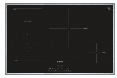 Bosch PVS845FB5E piano cottura Nero, Acciaio inossidabile Da incasso Piano cottura a induzione 4 Fornello(i)
