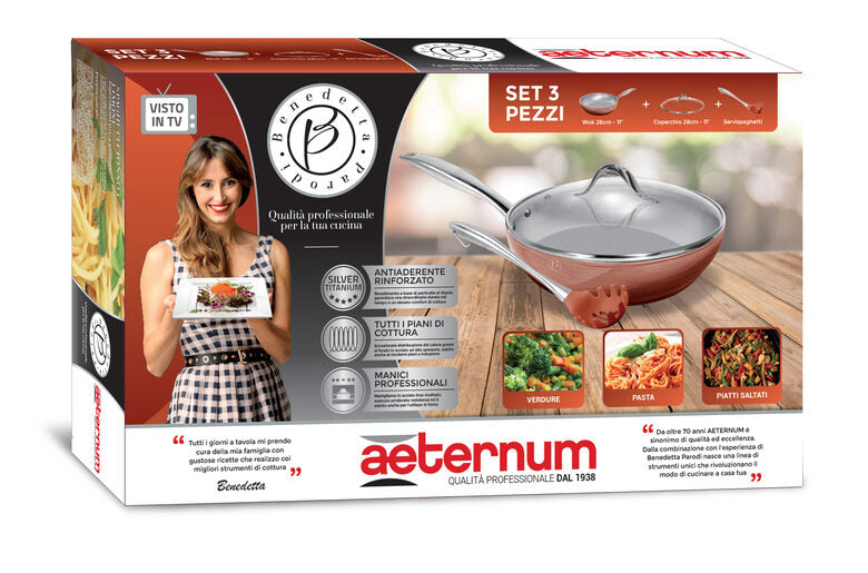 Aeternum Wok con coperchio e tool