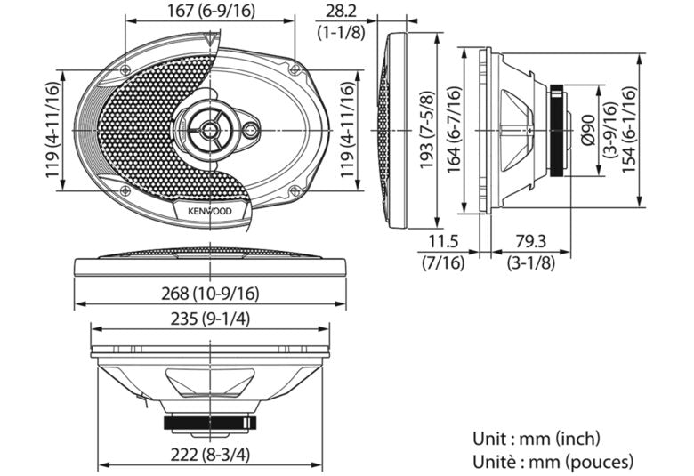 Kenwood KFC-S6976EX altoparlante auto Ovale 3-vie 500 W 1 pz