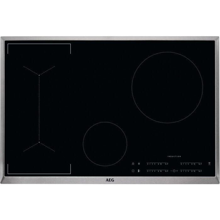 AEG IKB84443XB piano cottura Nero, Acciaio inossidabile Da incasso Piano cottura a induzione 4 Fornello(i)
