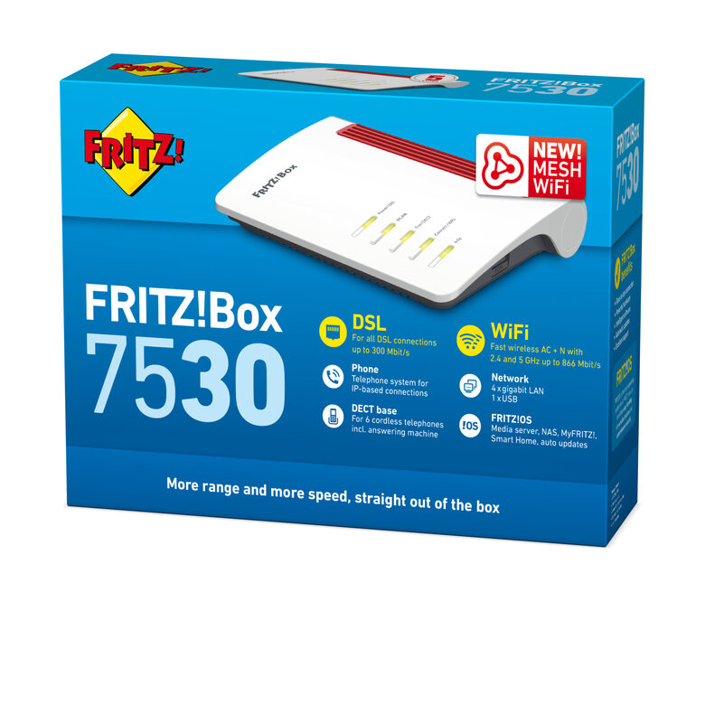 FRITZ! Box 7530 router wireless Gigabit Ethernet Dual-band (2.4 GHz/5 GHz) Bianco