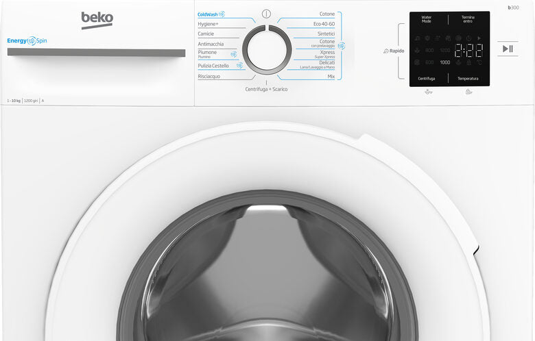 Beko BMWU31021W B300 Lavatrice A Libera Installazione 10 Kg, 1200 Giri, EnergySpin, AutoClean, Classe A, Bianco
