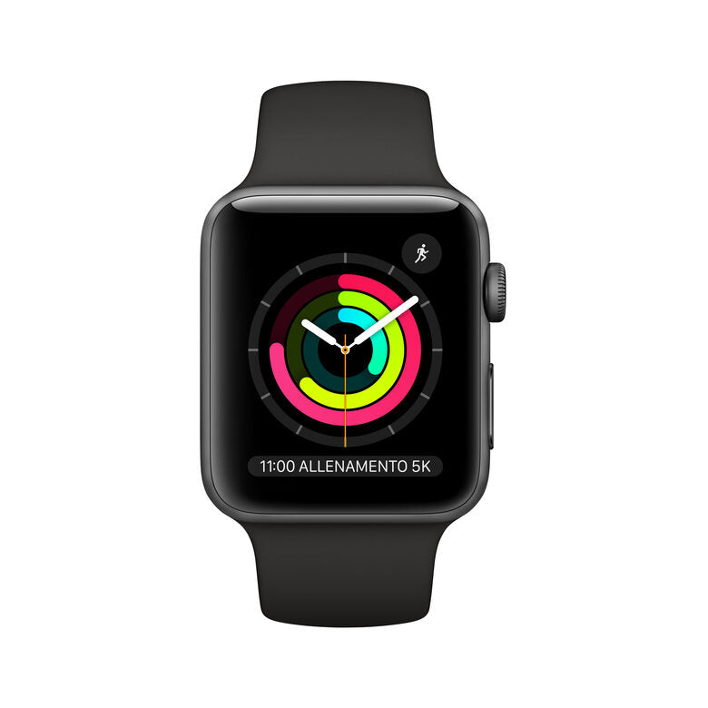 Apple Watch Series 3 GPS, 42mm in alluminio grigio siderale con cinturino Sport Nero