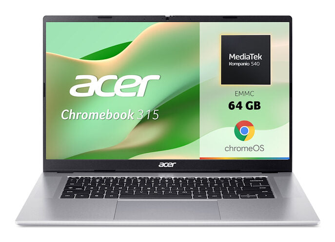 Acer Chromebook 315 CB315-8H-88G3 + Mouse wireless MediaTek Kompanio Kompanio 540 39,6 cm (15.6") Full HD 4 GB DDR5-SDRAM 64 GB eMMC Wi-Fi 6E (802.11ax) ChromeOS Italiano Argento