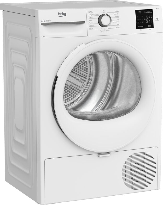 Beko Asciugatrice BMT103EW 10kg, classe D, linea estetica NX, display touch, colore bianco, oblò bianco
