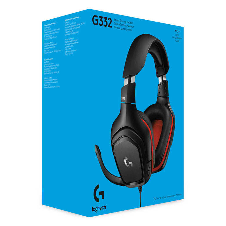 Logitech G G332 Gaming Headset Auricolare Cablato A Padiglione Giocare Nero, Rosso