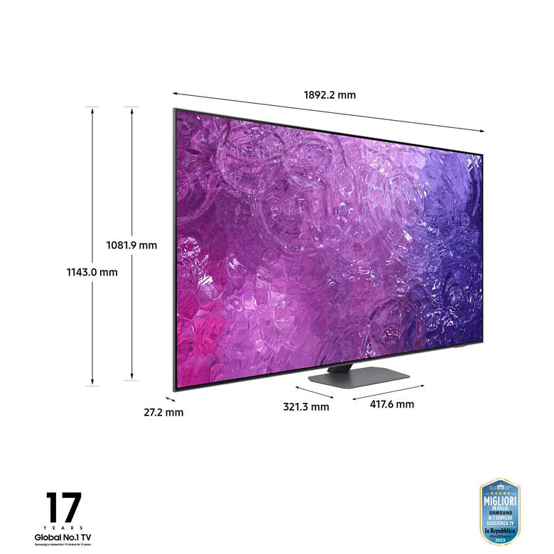 Samsung Series 9 TV QE85QN90CATXZT Neo QLED 4K, Smart TV 85" Processore Neural Quantum 4K, Dolby Atmos e OTS+, Carbon Silver