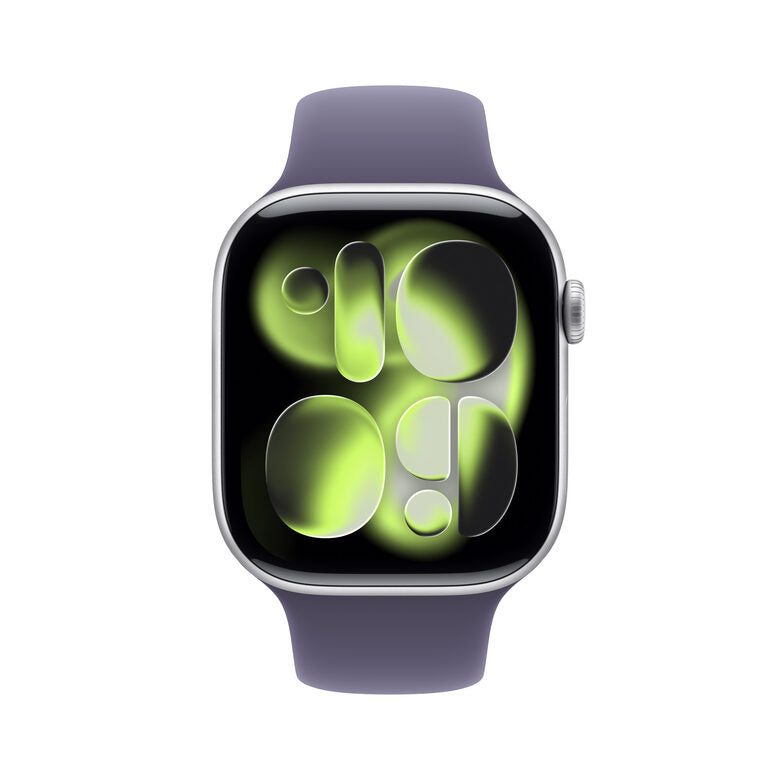 Apple Watch Series 11 GPS 46mm Cassa Alluminio Argento con Sport Band Viola Nebbia - M/L