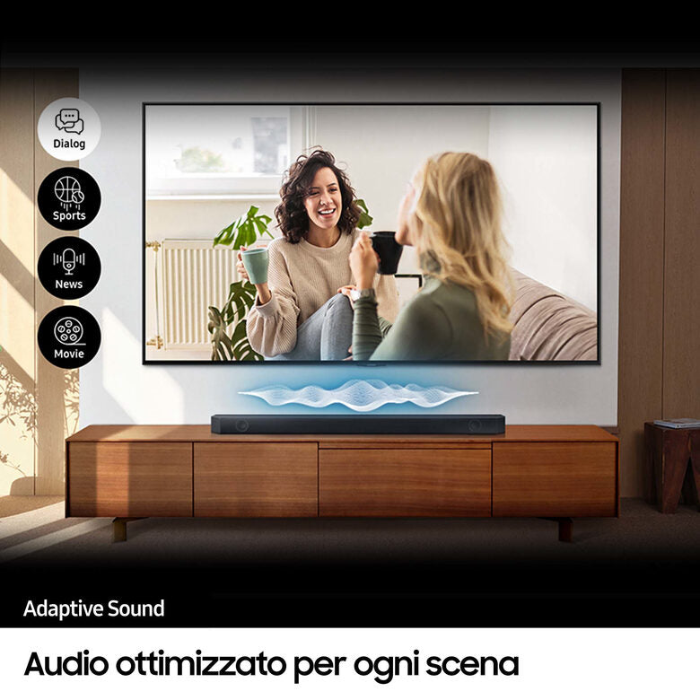 Samsung Soundbar HW-Q600C/ZF Serie Q, 9 speaker, Wireless Dolby Atmos, Audio a 3.1.2 canali, Q-Simphony, Compatibile con Alexa e Google Assistant, Black