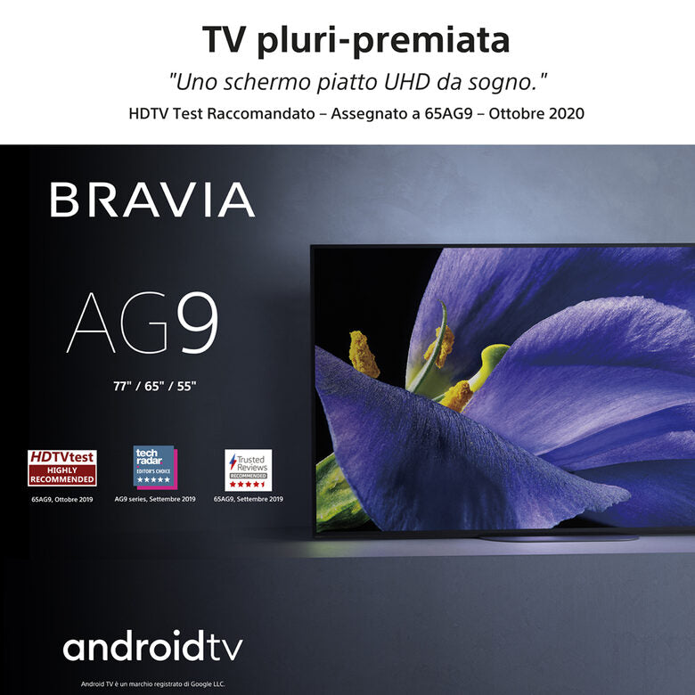 Sony KD-55AG9, Android TV OLED da 55 pollici, Smart TV 4k HDR Ultra HD con controllo vocale Hands-free