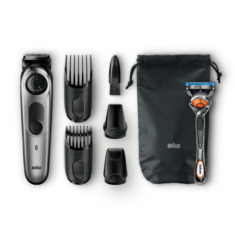 Braun Regolabarba BT7020, Rasoio Barba Elettrico Uomo E Tagliacapelli – Nero/Grigio