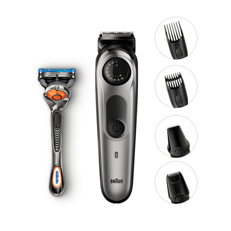 Braun Regolabarba BT7020, Rasoio Barba Elettrico Uomo E Tagliacapelli – Nero/Grigio