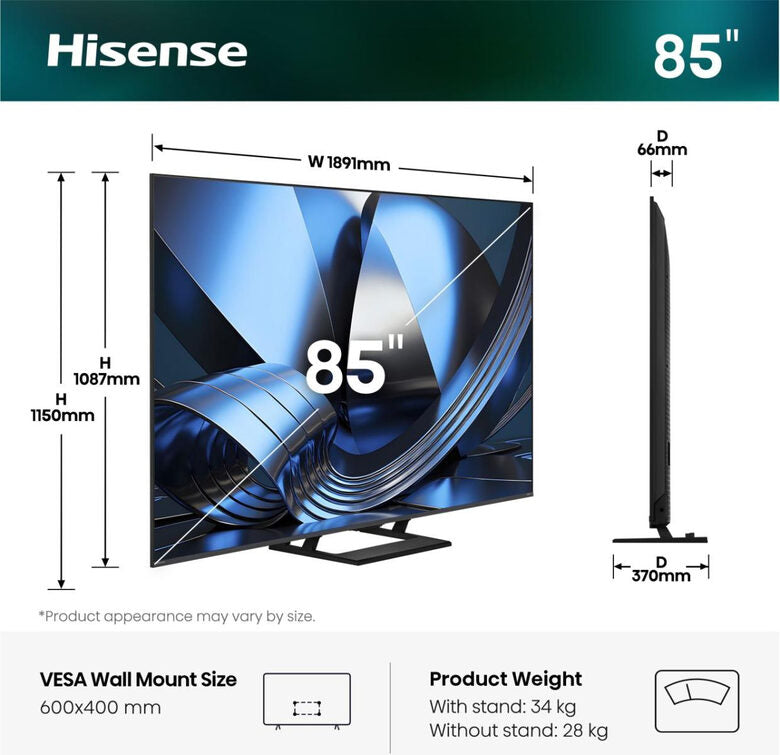 Hisense 85U79SE TV 2,16 m (85") 4K Ultra HD Smart TV Wi-Fi Nero