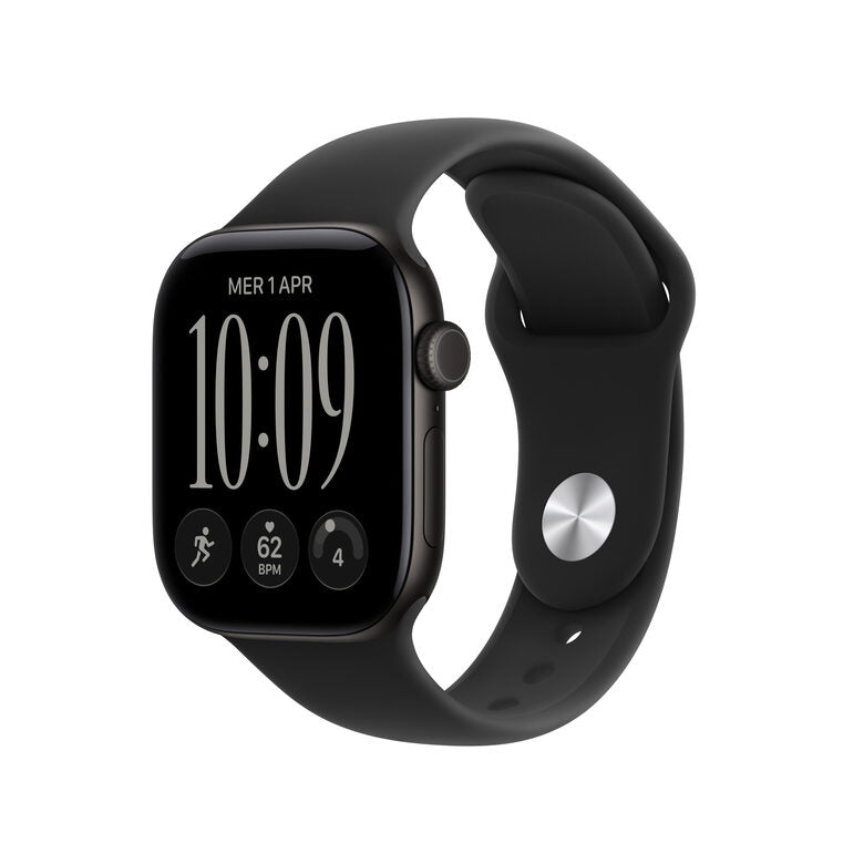 Apple Watch Series 12 GPS + Cellular, cassa 42 mm in alluminio nero con cinturino Sport nero - S/M