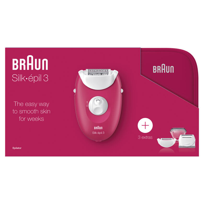 Braun Silk-épil 3 81677778 epilatore 20 pinzette Bianco, Rosa