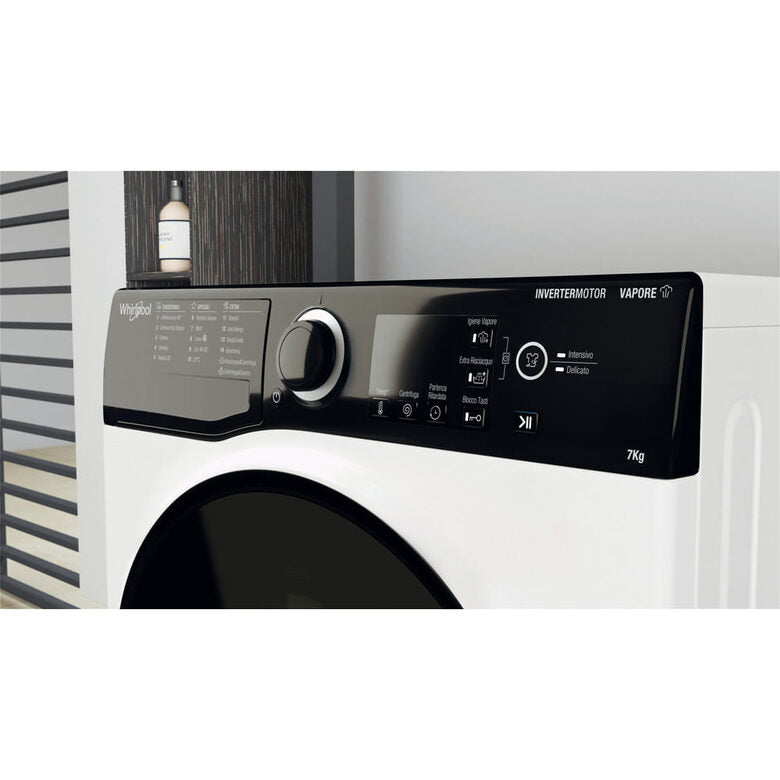 Whirlpool WSB 725 D IT Lavatrice Slim A Libera Installazione 7 Kg, 1200 Giri, Tecnologia 6° Senso, Igiene Vapore, Refresh Vapore, Classe B, Bianco