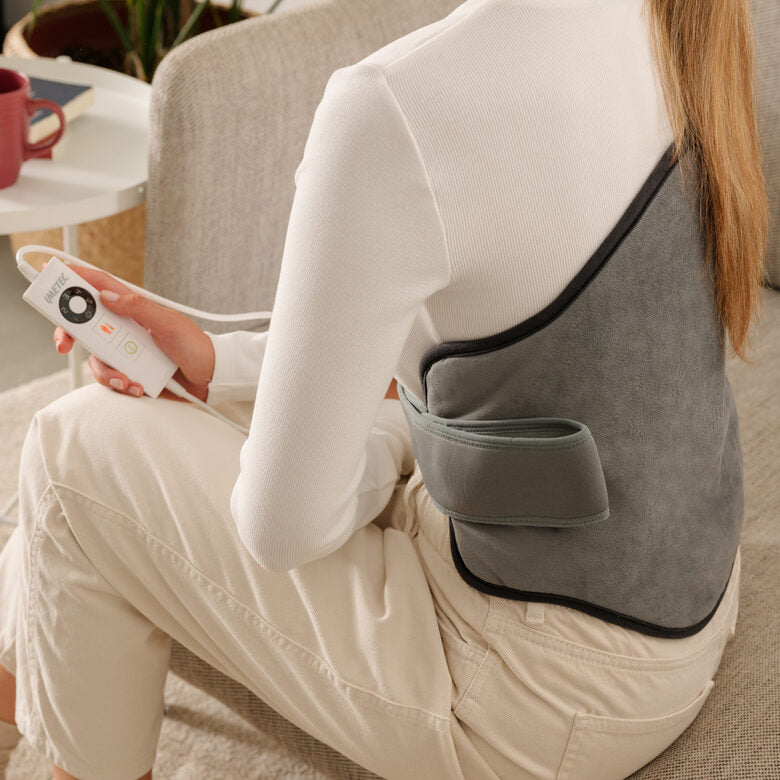 Imetec Termoforo Lombare Intellisense Lumbar, efficace su schiena e addome, Tecnologia Intellisense, 5 temperature, Lavabile