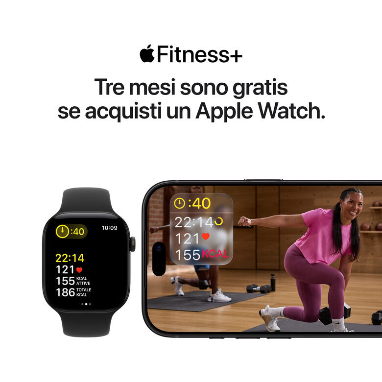 Apple Watch Series 12 GPS, cassa 46 mm in alluminio nero con cinturino Sport nero - M/L