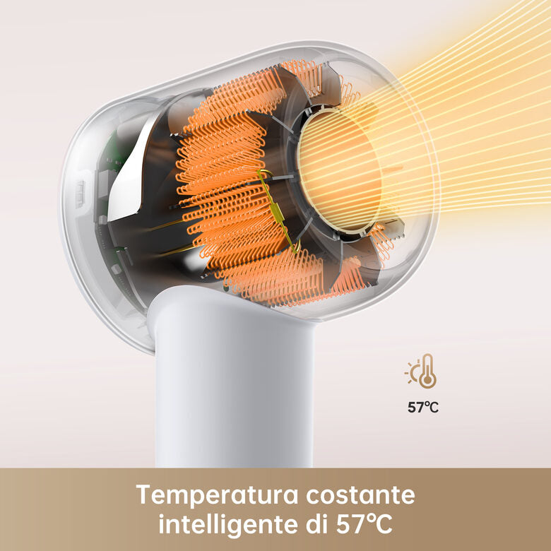 Dreame Hair Dryer Gleam Asciugacapelli ad alta velocità con motore brushless da 110.000 giri/min e 1.600 W, Grigio