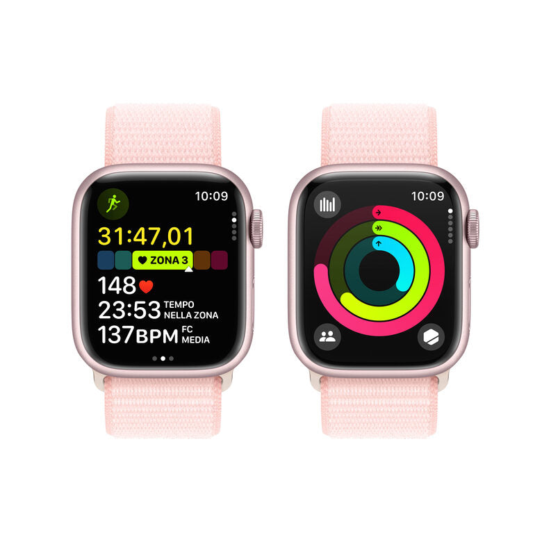 Apple Watch Series 9 GPS Cassa 41mm in Alluminio Rosa con Cinturino Sport Loop Rosa Confetto